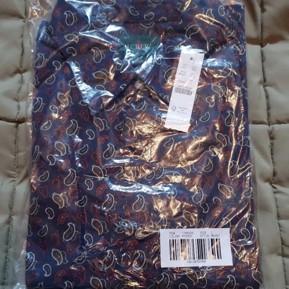 J.CREW Vintage twill shirt in Khalia Navy Blue Paisley Men's LG. BNWT SO $90